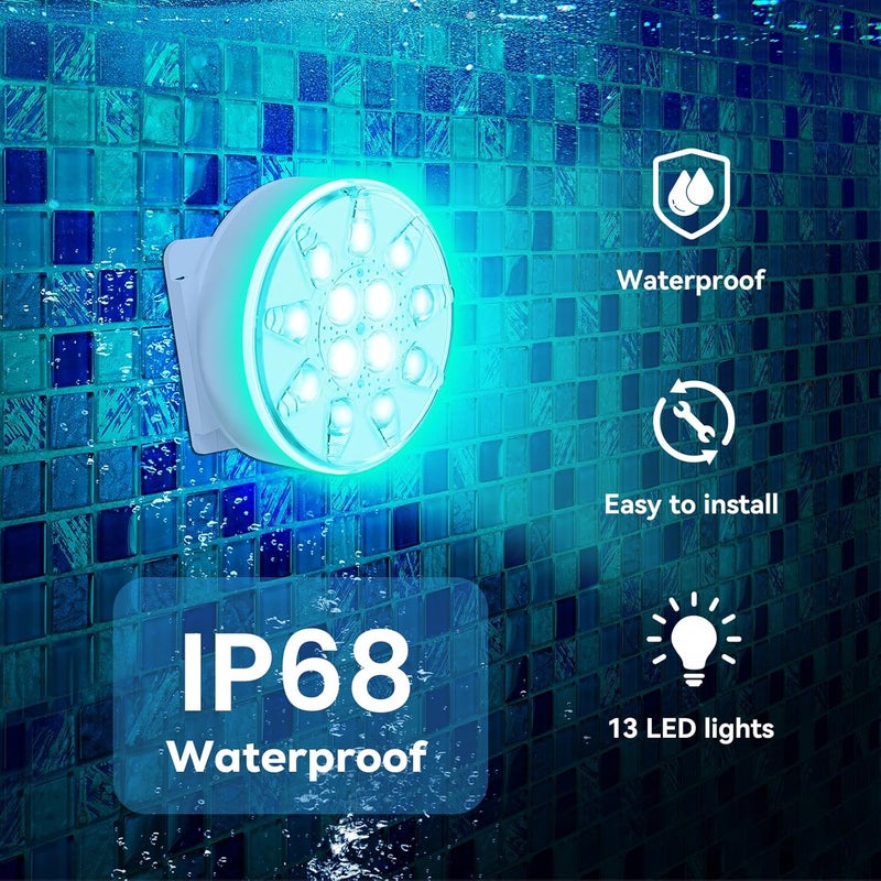 VICHTOP Rechargeable Pool Lights - 1 Pack, IP68 Waterproof Submersible LED Pool Lights with Remote, Pool Decor Light Accessories for Inground Pools, Above Ground Pools, Party Decoration - Image 4